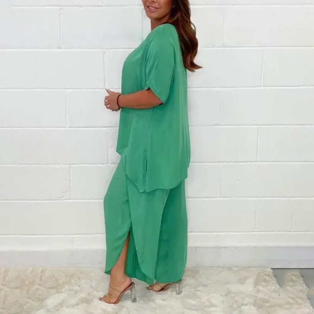 Veerle 2-teiliges Set - Lässiges Viskose-Top mit flotter Culotte-Hose für Frauen