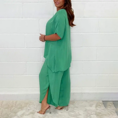 Veerle 2-teiliges Set - Lässiges Viskose-Top mit flotter Culotte-Hose für Frauen
