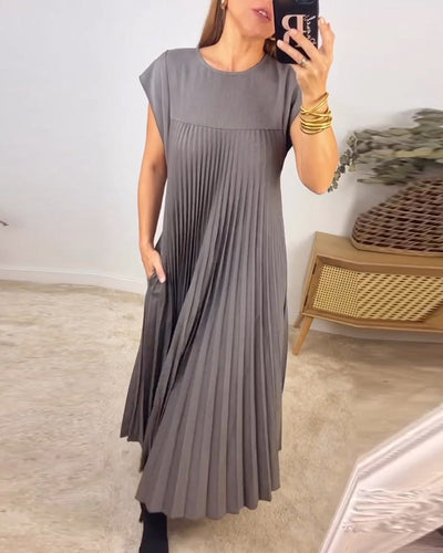 Jamie - Lässiges, lockeres, plissiertes langes Kleid