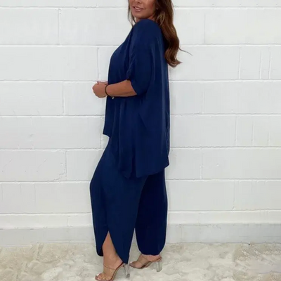Veerle 2-teiliges Set - Lässiges Viskose-Top mit flotter Culotte-Hose für Frauen