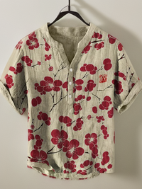 Lina | Japanische Bluse mit Kirschblüten – Rot