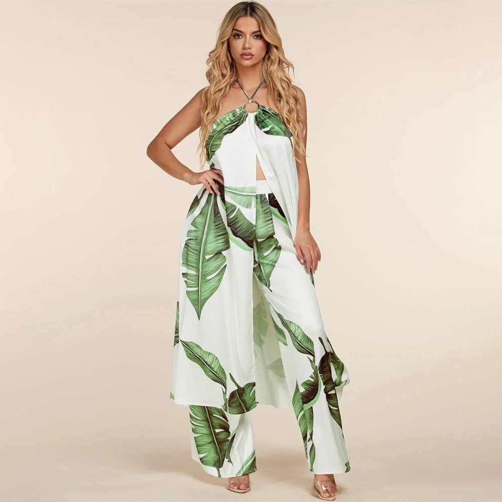 Maja Bedrucktes 2-teiliges Set - elegantes und trendiges Paar mit Blattdruck für Frauen