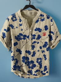 Lina | Japanische Bluse mit Kirschblüten – Marine