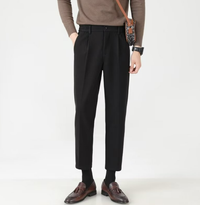 Stoffhose für Herren - Elegante Pleated Freizeithose für den Sommer – Schwarz