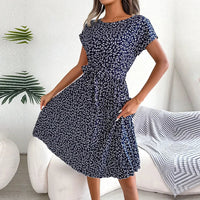 Heidi-Mode | Damen Freizeit Midi Kleid – Dunkelblau