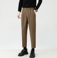 Stoffhose für Herren - Elegante Pleated Freizeithose für den Sommer – Braun