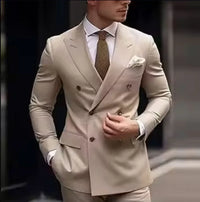 Herren Slim Fit Hochzeitsgast Anzug | Zweiteiler – Beige 2