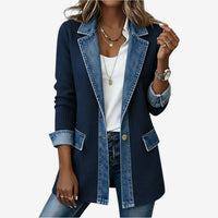 Soretta - Strukturierte offene Jacke – Blau