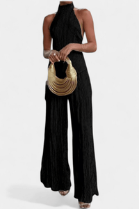 Paula | Damen-Plissee-Set elegant & lässig modern – Schwarz