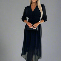 Stefanie | Elegantes Wickelkleid mit idealer Passform – Schwarz