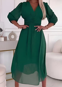 Gaby - Leichtes, seidiges Chiffonkleid – Grün