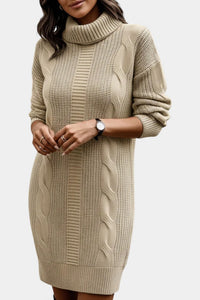 Ruchamit - Einfarbiges Strick Kleid Mit Rollkragen – Khaki