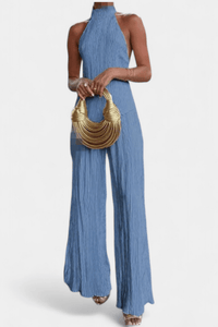 Paula | Damen-Plissee-Set elegant & lässig modern – Blau