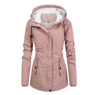 Wasserdichter, Gefütterter Wintermantel mit Kapuze – Rosa