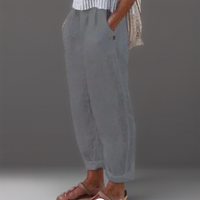Diana | Lockere Hose aus Baumwolle und Leinen – Grau