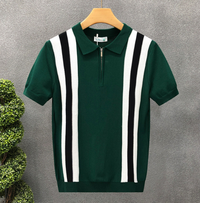 Dominic Strickhemd | Sommerliches Polo-Shirt mit V-Ausschnitt und kurzen Ärmeln – Grün
