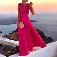 Samantha - Schickes und stilvolles ärmelloses bedrucktes Kleid für Frauen – Rosa