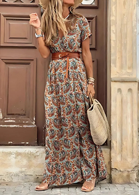 Vera - Elegantes Bohemian Maxikleid – Braun