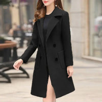 GEORGINA - ELEGANTER LANGER MANTEL – Schwarz