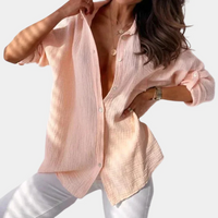 Shenna - Lässige Button Down Bluse mit Reverskragen – Rosa