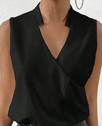 Erika - Elegantes ärmelloses einfarbiges Top – Schwarz