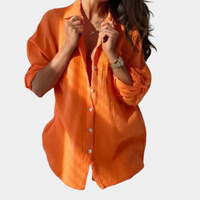 Shenna - Lässige Button Down Bluse mit Reverskragen – Orange