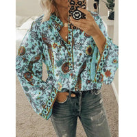 Lanie - Boho-Bluse mit Blumendruck - stilvoll und bequem – Grün