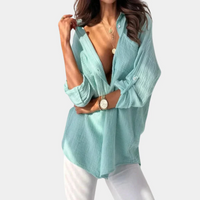 Shenna - Lässige Button Down Bluse mit Reverskragen – Hellgrün