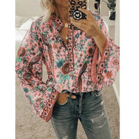 Lanie - Boho-Bluse mit Blumendruck - stilvoll und bequem – Rosa