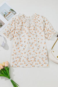 Janice -  Geblümte Bluse im Vintage-Stil mit Puffärmeln – Mehrfarbig