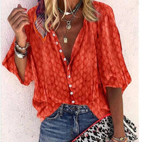 Gina - Lockere und bequeme Bluse mit Knöpfen – Orange