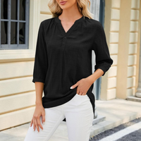 Agathey | V-Ausschnitt Damen-Bluse – Schwarz