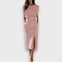 Corvaya – Bleistiftkleid mit Knopfleiste – Rosa