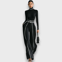 Maerina – Zweiteiliges Set mit Rollkragen und weiter Hose – Schwarz