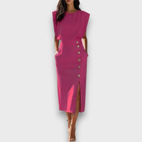 Corvaya – Bleistiftkleid mit Knopfleiste – Rose