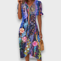 Heliane – Blumiges Midikleid – Lila
