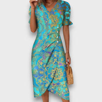 Heliane – Blumiges Midikleid – Himmelblau