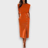 Corvaya – Bleistiftkleid mit Knopfleiste – Orange