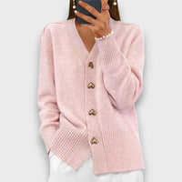 Heliora – Strickjacke mit Herzknöpfen – Rosa