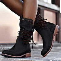 Lenora - Klassische Damenstiefel mit niedrigem Absatz – Schwarz