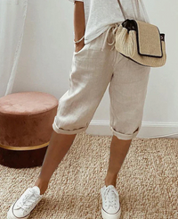 Weit geschnittene Shorts mit elastischem Bund für Frauen | Ideal für entspannte Tage – Khaki