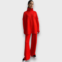 Gevanna – Zweiteiliges Strickset mit Rollkragen – Orange