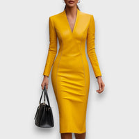 Moryn – Schwarzes Bodycon-Kleid – Gelb
