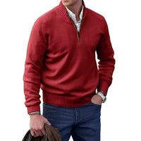 Jeremy - Moderner Herrenpullover mit Zipper – Rot