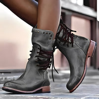Lenora - Klassische Damenstiefel mit niedrigem Absatz – Grau