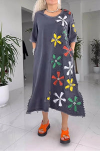 Sukien | Damenkleid mit Blumenmuster – Schwarz