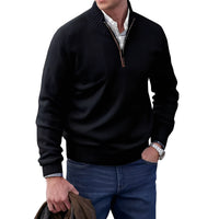 Jeremy - Moderner Herrenpullover mit Zipper – Schwarz