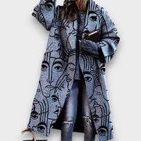 Fioren – Langer Mantel im Oversize-Stil – Grau-Schwarz