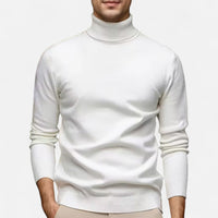 Herren Strick Rollkragenpullover – Weiß