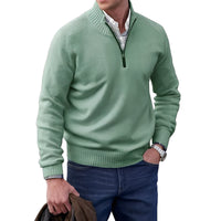 Jeremy - Moderner Herrenpullover mit Zipper – Grün